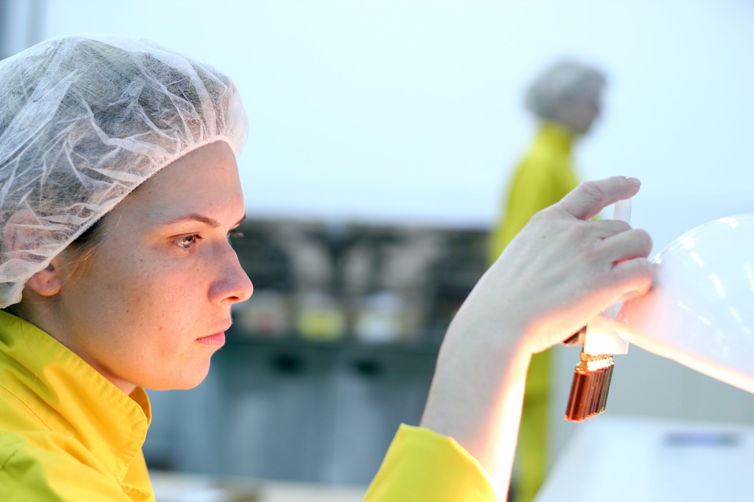 Lab technician inspecting the quality product